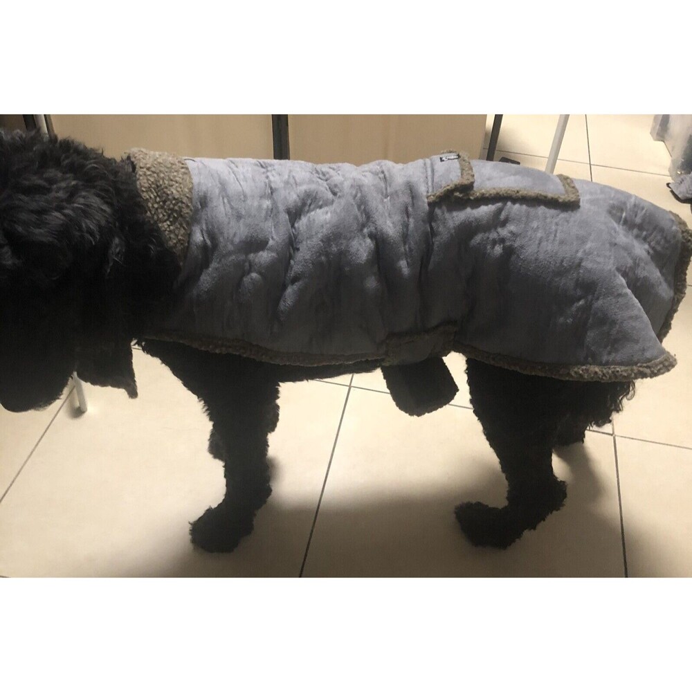 PetRageous Designs Sherpa Lined Faux Suede Dog Jacket XXL Gray